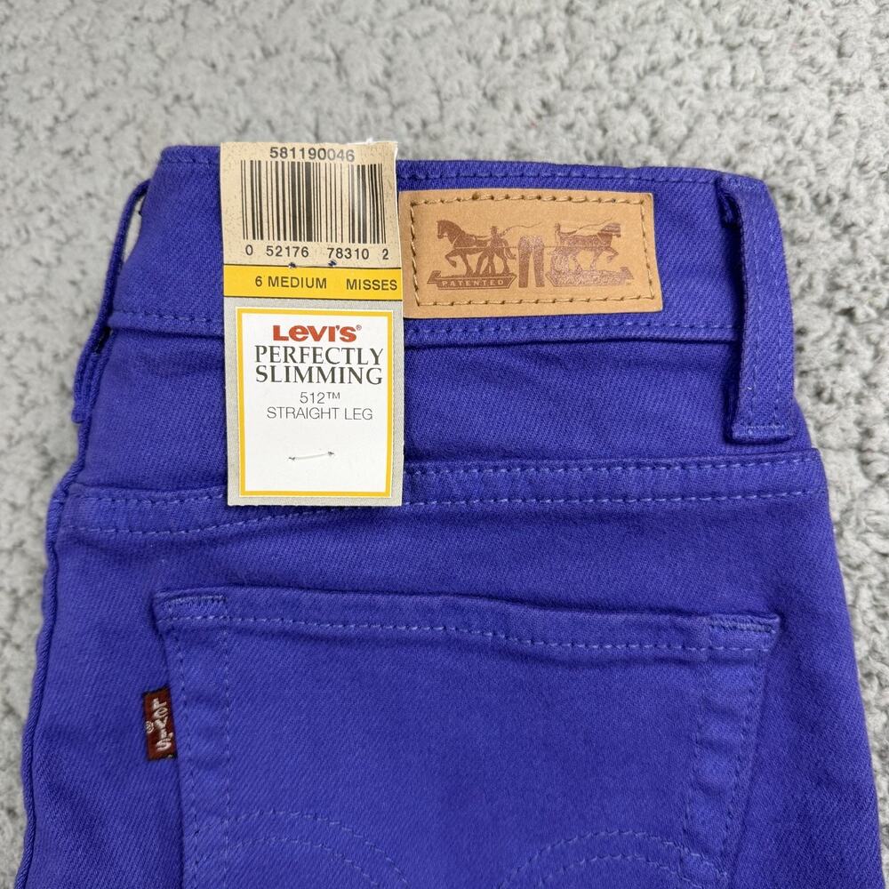 Levi’s Perfectly Slimming 512 Straight Leg Jeans Womens 6 Purple 28X32 Vintage - Picture 2 of 9
